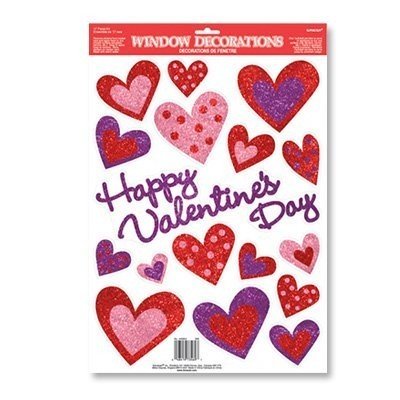 Наклейки на окно Сердца-Валентин, 17 шт