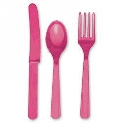 Столовые приборы ярко-розовые, 8 персон