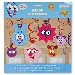 Спираль Смешарики Улыбки, 46-60 см, 12шт