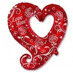 Шар фигура 12 Love You Cердце с розами/FM