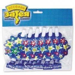 Язык-гудок голографический Звезды 6шт