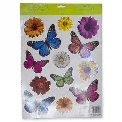 Наклейки на окно Бабочки Цветы, 13 штук