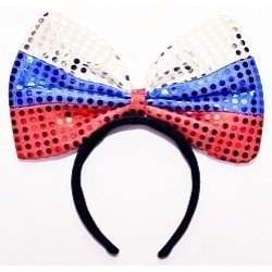 Ободок с бантиком Триколор блестящий