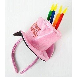 Ободок Розовая шляпка со свечами Happy birthday