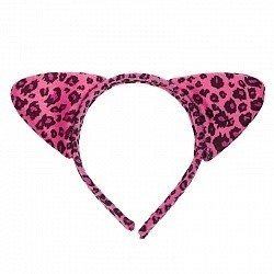 Ободок с ушками Леопард розовый