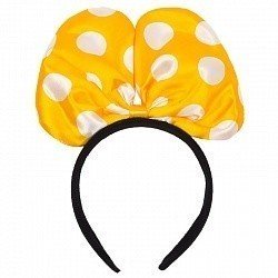 Ободок с бантиком Желтый в горошек Большой