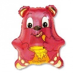 Шар фигура Медвежонок малиновый