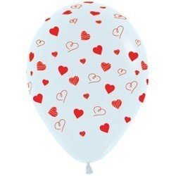 Облако белых шаров Сердечки 50 шт