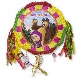 Пиньята Маша и Медведь с лентами складн.