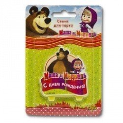 Свеча-табличка С ДР Маша и Медведь