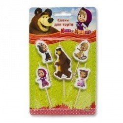 Свечи на пиках Маша и Медведь, 5 штук