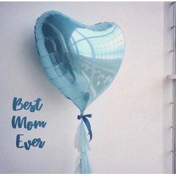 Большой фольгированный шар Нежное Сердце голубое