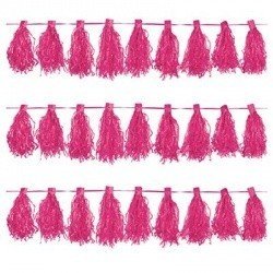 Гирлянда с кисточками ярко-розовая