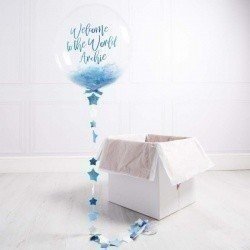 Коробка с шарами «На выписку» синий