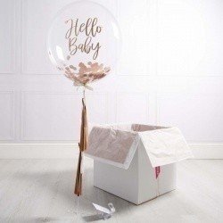 Коробка с шарами «На выписку» золотой