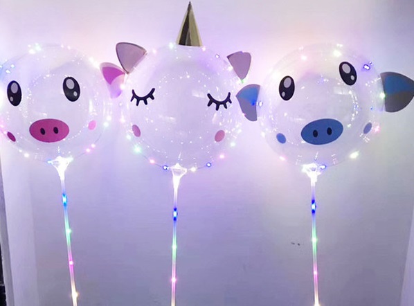 Светящиеся Шары Bubble (Баблс-Бобо) с наклейками со светящей лентой на палочке