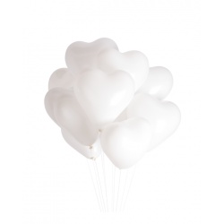 Облако шаров Сердца Средние белые 25 шт