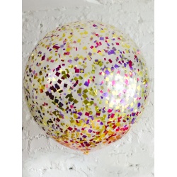 Большой шар с золотым и розово-фиолетовым конфетти