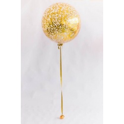 Большой шар с круглым золотым конфетти на ленте