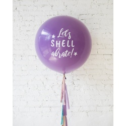 Большой шар лавандовый с надписью на гирлянде