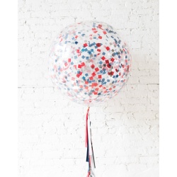 Большой шар с квадратным триколор конфетти на гирлянде