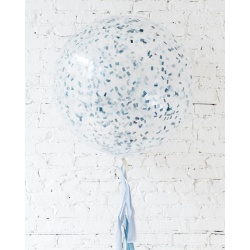 Большой шар с квадратным конфетти на выписку на гирлянде