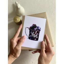 Открытка «Кружка с ягодой Love aquarelle»