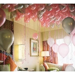Воздушные шары под потолок  Розовое серебро 10 шт 