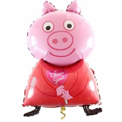 Шар фигура Поросенок с сердечком ILY