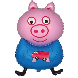 Шар фигура Поросенок с машинкой 