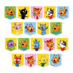 Гирлянда Флажки, Три Кота, Играем вместе, Ассорти, 300 см, 1 упак.